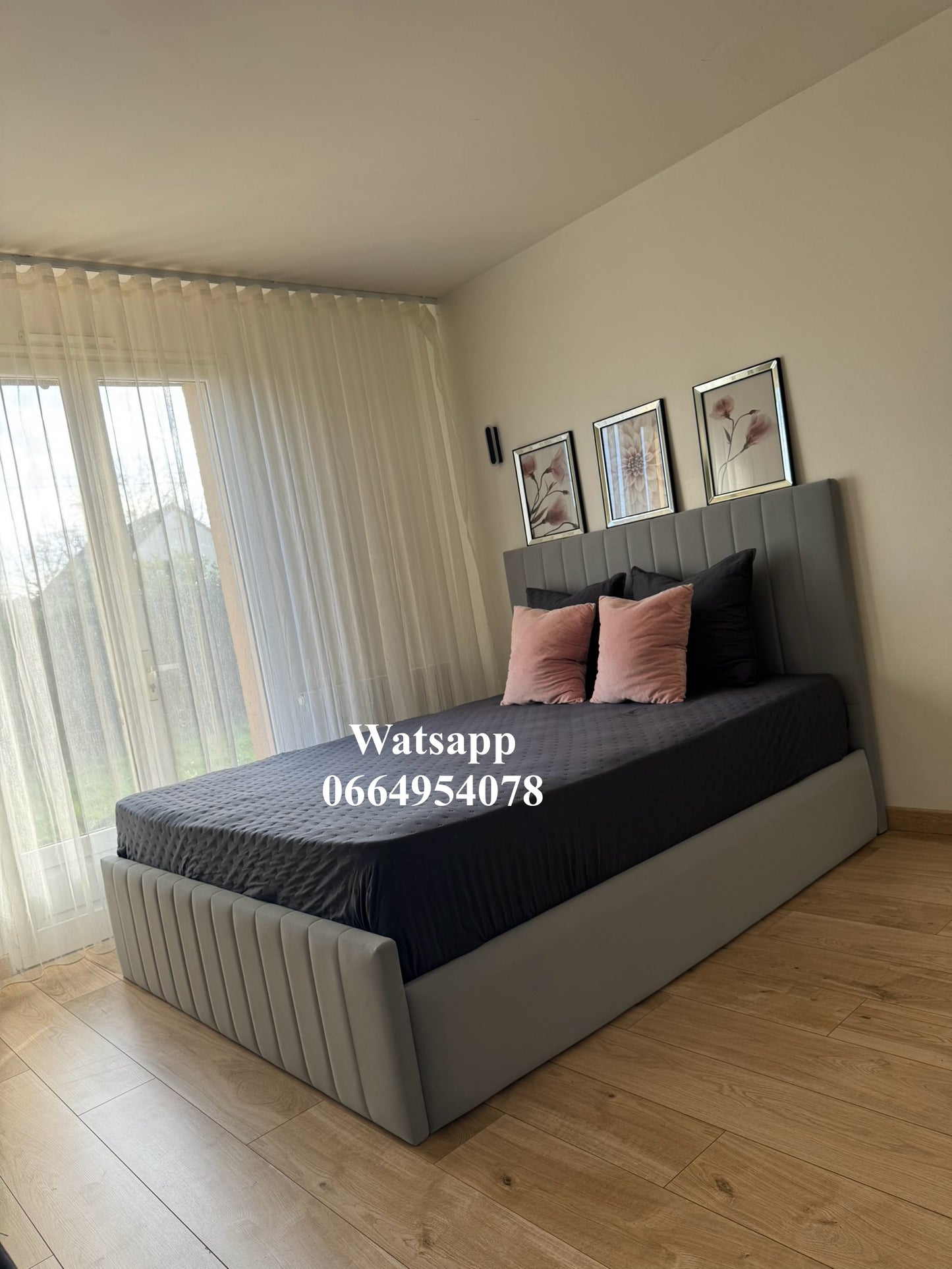 CADRE DE LIT KENZA VELOURS GRIS