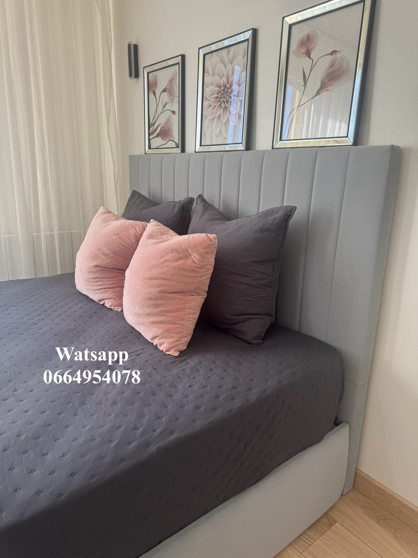 CADRE DE LIT KENZA VELOURS GRIS