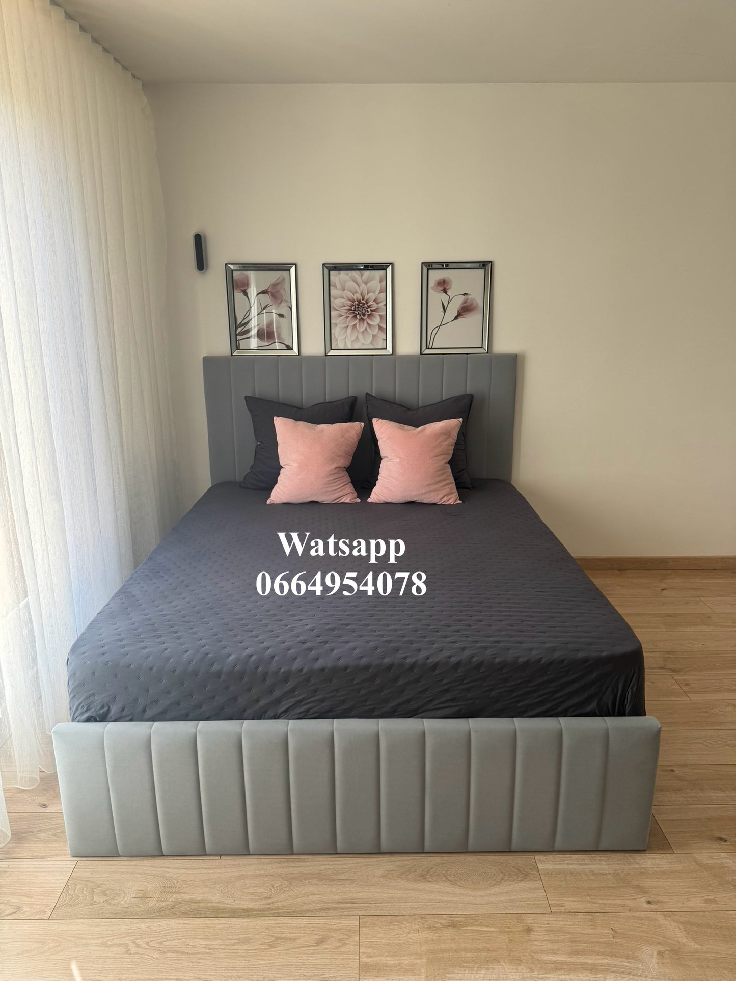 CADRE DE LIT KENZA VELOURS GRIS