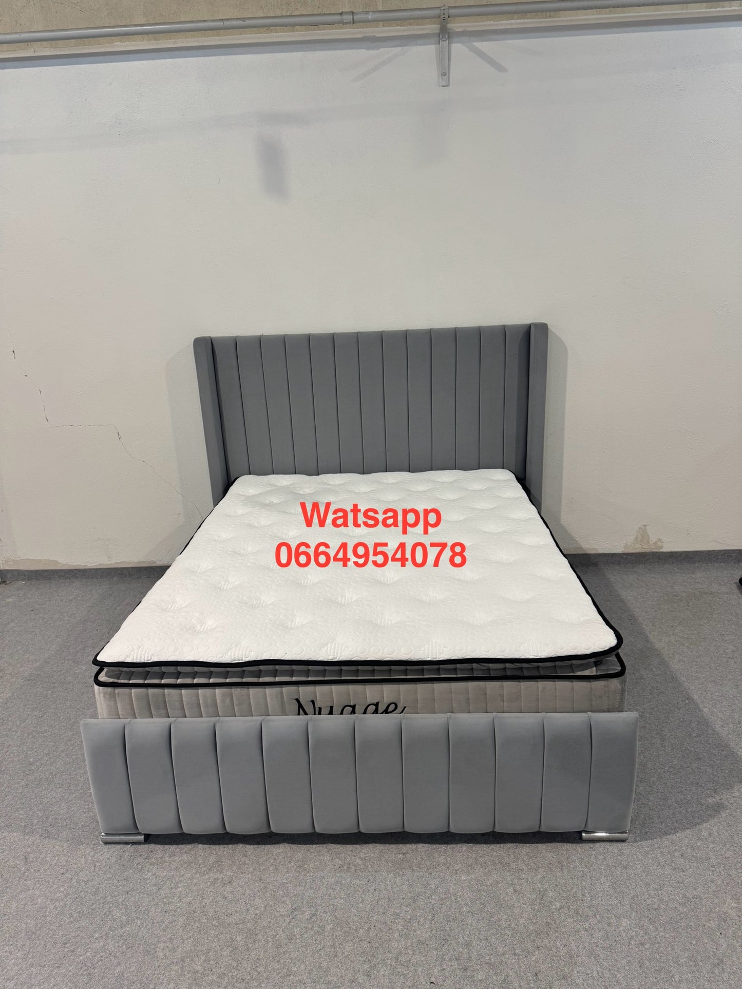 CADRE DE LIT TOKYO VELOURS GRIS