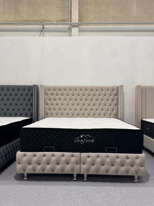 LIT COFFRE CLOUTE BEIGE